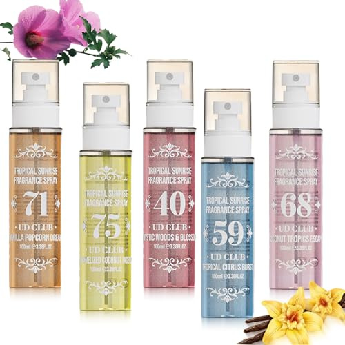 5 Stück Parfüm Bodyspray Damen, 100ml Parfum Body Spray, Hair and Body Fragrance Mist, Fruchtiges Body Mist, Lang Anhaltender Duftspray, Parfum Damen Set, für Reisen,Urlaubsreise,Gift for Women