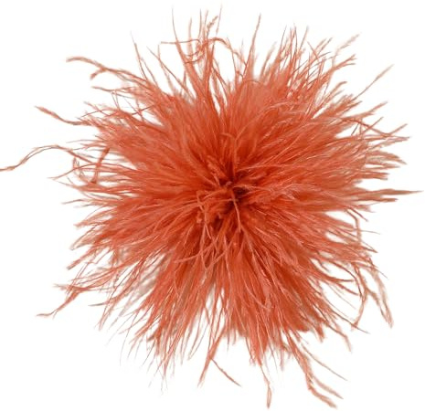 Aniyan Damen Federbrosche 8-10 cm – Natürliche Straußenfeder Ansteckbrosche, Handgemachte Feder Blume Brosche für Hochzeit, Party, Kostüm, Hut & Kleid Accessoire, Orange