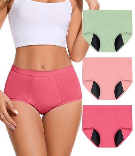 Bobelle Wear Incontinence Pants for Women, Leak Proof Washable Reusable High Absorbency Period Underwear, Heavy Flow Bladder Leak 3 Pack (Multicolor02, XL)