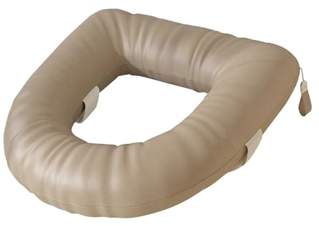 SiaBiced Cubierta de Asiento de Inodoro con Diseño Impermeable Y Acolchado Cojín Grueso Y Universal de PU Y EVA Lavable Y Cómodo Soporte Ergonómico Adecuada P, Caqui