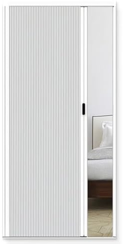 Ausziehbarer Raumteiler 80 hoch, Aluminiumrahmen, Schiebetür, 91,4 cm breit, anpassbare Innentür mit Schloss und Griff für Raumtrennung, Weiß