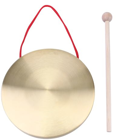 Gong de Cobre Dorado Redondo, 1 Juego de Mano con Martillo