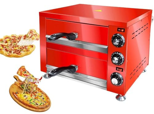 Four à pizza électrique professionnel 12 pouces, machine à pizza électrique d'intérieur à 2 couches, cuiseur à pizza de comptoir avec température réglable et minuterie de 60 minutes, machine à pizza