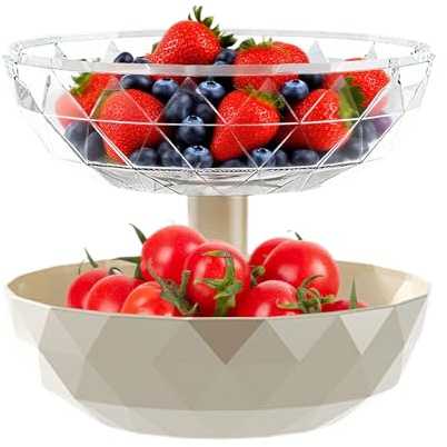 Générique Bol à Fruits à Étages - 2 Étages Amovible avec Couvercle pour Bonbons et Friandises,Plat de Service pour Noix Chips Condiments Bureau Dessus de Meuble Garde-Manger