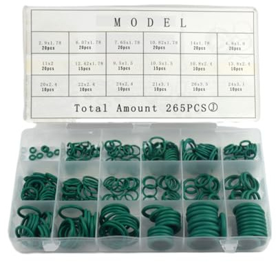 Zambuph Juego de juntas de goma multiusos: junta tórica goma flexible y precisión Juego anillos silicona con junta tórica, 265 piezas verde