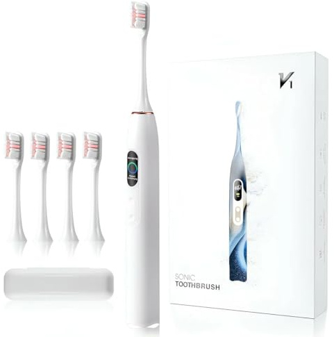 Oryzon ProSonic V1 – Professionelle Zahnreinigung mit Schalltechnologie für glattere Zähne und optimale Mundhygiene(Mondscheinweiß)