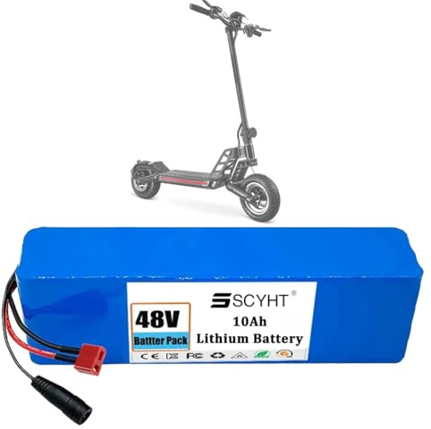 SSCYHT Batería de Iones de Litio 48 V y 10 Ah Batería extraíble 10 Ah Baterías Litio 48 V Baterías Patinete eléctrico para monopatín para motore 250 W a 500 W con BMS,48v10ah DC+t Plug
