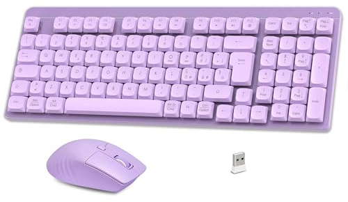 LeadsaiL Tastiera e Mouse Meccanica Wireless FA98, Basso Profilo Switch Rossi Tastiera senza Fili con ricevitore 2.4G, 96% Keyboard, 98 Tasti, Silenzioso, Italian QWERTY per PC Mac/Windows-Lavender