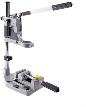 Glewi Adjustable Drill Press Stand For Hand Drill With Aluminum Base, 43Mm Fit (38mm Sleeve), Low Vibration For Precision Drilling, Silver