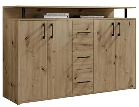 AVANTI TRENDSTORE DORO - cassettiera da ingresso, comó portaoggetti con 4 ante e 3 cassetti in legno truciolare. Dipsonibile 4 colori. Dimensioni ca. LAP 139x90x34 cm
