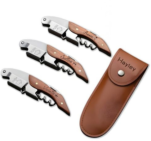 Personalised Wine Bottle Opener, Engraved Name Corkscrew for Anniversary Wedding/Valentine's Day, Birthday Gifts for Husband, Man, Bartender