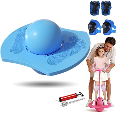 tiwuuyo Pogo Sprungball für Kinder und Erwachsene, Hüpfball mit Stange und Gratis Knieschoner, Balance Jumping Ball Outdoor, Rutschfester Hüpfstab bis 300kg, Fitness Spielzeug, ab 6 Jahre (Cc)