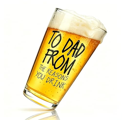 ZJEEACO Fathers Day Dad Gifts Form Daughter Son, 16OZ Beer Glasses, Christmas Gift for Dad Daddy Grandpa Stepdad, Birthday Presents for Husband Men Him on Anniversary Father's Day