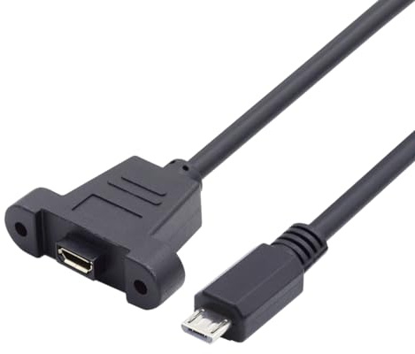 Cablecc USB-Verlängerung, Micro-USB, 5-poliger Stecker auf Buchse, Montur auf Platine, mit Schrauben, 50 cm.