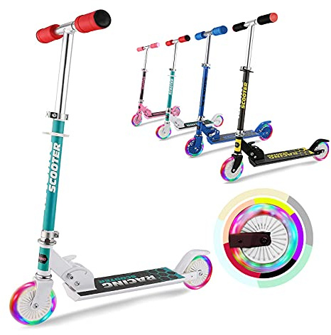 WeSkate Trottinette pour Enfants avec Roues Lumineuses à LED, Trottinettes à Hauteur Réglable pour Garçons et Filles de 3 à 10 Ans, Trottinette Pliante pour Enfants, Capacité de Poids de 110 LB