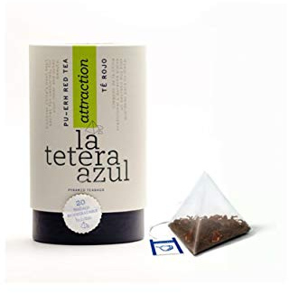 LA TETERA AZUL Té Rojo Premium Pu Erh Con Hibisco, Fresa, Kiwi Y Manzana. Infusión Adelgazante. Bote De 20 Pirámides.