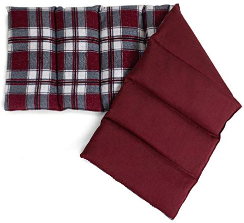 Rapssamenkissen 75x20cm groß 8-Kammer. Körnerkissen, Wärmekissen für Mikrowelle und Backofen (Flanell karo-rot)