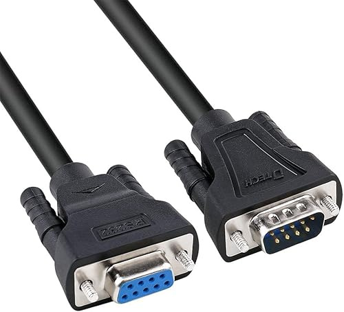 DTECH 5m DB9 RS232 Serial Cable Male to Female Computer Monitor Cable 9 Pin Null Modem Extension Cord for PC Data Communication -Black | 9 Pin Null Modem Extension Cord for PC Data Communication -Black