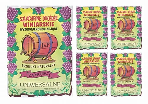 Hugbert Weinhefe, Nährstoff Klärungsmittel für Wein, Universal, 100% natürlisches Produkt Gärhefe, 5 Stück