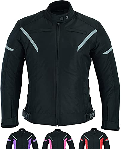 Texpeed Chaqueta de moto para mujer con protectores - Abrigo impermeable para mujer en tejido Cordura con armadura de moto (EN 1621-1) Negro - 5XL