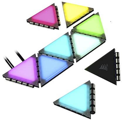 Corsair iCUE LC100 Gehäuse betonende Beleuchtungselemente - Minidreiecke - 9 x Tile Erweiterungskit (81 RGB-LEDs mit Lichtstreuung, 81 RGB-LEDs mit Lichtstreuung) CL-9011115-WW Durchsichtig