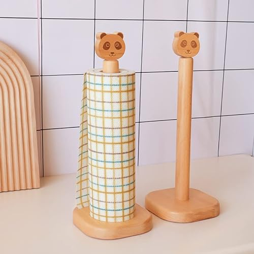 Kitchen Roll Holder, Wooden Paper Towel Holder Free Standing, Cute Panda Kitchen Roll Stand