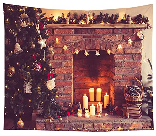 Fondo De Chimenea De Navidad,Decoracion Navidad,150 X 200 Cm Fondo Fotografico Navidad,Navidad Pared Poster Decoración,Navidad Fondo Árbol Calcetín Regalo Fiesta Decoración,Fondos Navidad (Estilo-D)