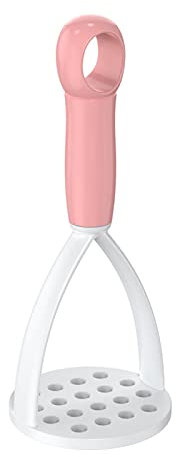 Worparsen Triturador de patatas fácil de limpiar, estilo prensador, puré de patatas y utensilios de cocina para colgar almacenamiento rosa