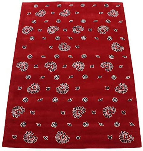 Rot Teppich 100% Wolle 140X200 cm Handarbeit Designer Orientteppich WT2