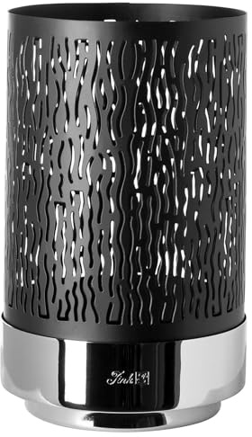 Fink Elegantes Windlicht ohne Glas 26 cm hohes schwarzes Stimmungslicht für LED-Kerzen
