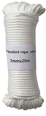 Garten Schnur Weißes 3 mm x 20 m geflochtenes Seil for Aufhängen von Wäscheleinen, Heimdekoration, Gartenzubehör, Outdoor-Campingseil
