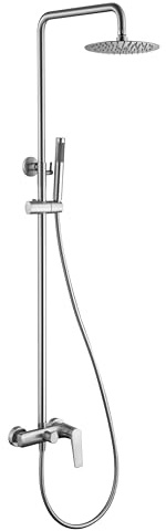 MICE - Barre de douche à levier unique extensible en acier inoxydable - Colonne de douche - Robinetterie salle de bain avec pommeau et pommeau de douche - Acier inoxydable brossé BDD055/AC