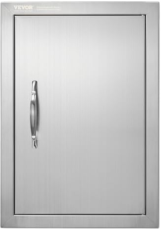 VEVOR Porte d'Accès pour Barbecue, Simple Porte de Cuisine Extérieure 355x508x46 mm, Porte Encastrée en Acier Inoxydable Réversible, avec Poignée, pour Îlot de Barbecue, Placard Extérieure, Jardin