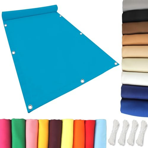 Sonnensegel Sonnenschutz 1 x 2.4 m Sonnensegel PES Rechteck, Sonnensegel für Seilspanntechnik Wasserabweisend Sonnenschutz 100% PES Pflanze Pergola Zaun Balkon, Himmelblau