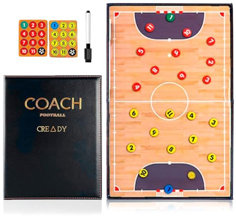 CREADY Futsal Trainer Board with 24 Magnets and Marker with Eraser 28 x 21 cm | Board for Futsal Coach