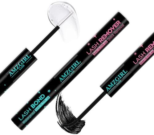 Lash Bond et dissolvant de colle pour groupes de cils, longue tenue, forte adhérence, imperméable pour extensions de cils DIY à domicile par AMZGlRL (5ML+5ML)