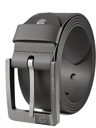 Cartvelli Premium Ledergürtel Herren Grau 100cm Made in Germany mit Geschenkbox Echt-Leder Herrengürtel braun Vollleder Jeansgürtel Leder Gürtel 40mm Anzug jeans chino pants M24g-100