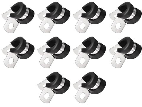 TOP-VIGOR Kabelklemme, 8 mm, gummierte isolierte Klemme, R-Form, Metallklemme für Rohr, Draht-Befestigung, Strom, Auspuff, Verlegung von Sanitär, 30 Stück