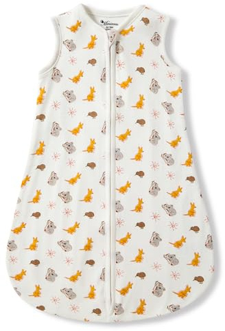 Minicoco Baby Schlafsack tragbare Decke Neugeborene Schlafsack für Frühling/Sommer, 0,5 Tog(22-27℃), 100% Bio-Baumwolle, leicht und weich, 0-6 Monate (Känguru + Koala, 3-6 Monate)