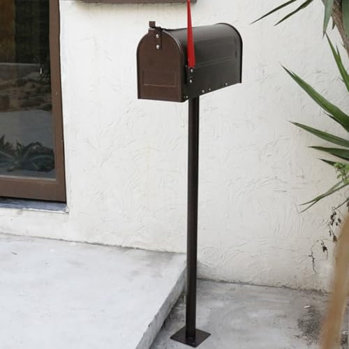 SCBTGKLN Boite aux Lettres, Boite aux Lettres Normalisée, Boîte aux Lettres sur Pied, Boite a Lettre Exterieur, Boîte aux Lettres à Montage sur Poteau, Boîtes aux Lettres en Métal(Brown)