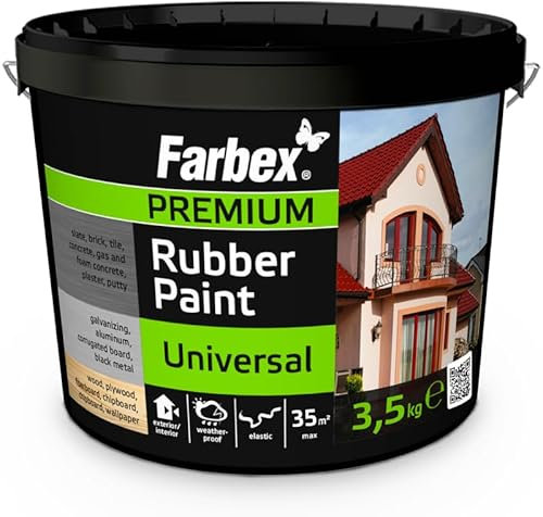 FARBEX Universal Premium Gummi Farbe-Innen und Außenfarbe für alle Oberflächen, Elastische Abdichtung gegen Feuchtigkeit, Witterung-1,2 kg-Grün