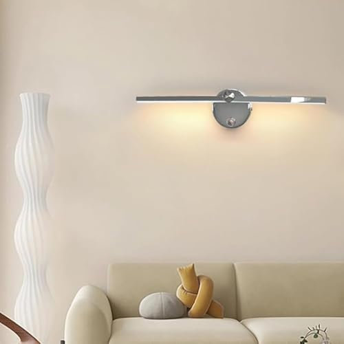 Modern Black Bathroom Mirror Light with Switch 5W Dimmable Wall Lamp for Bedroom Living Room 41cm Long 300° Rotatable Chrome Finish
