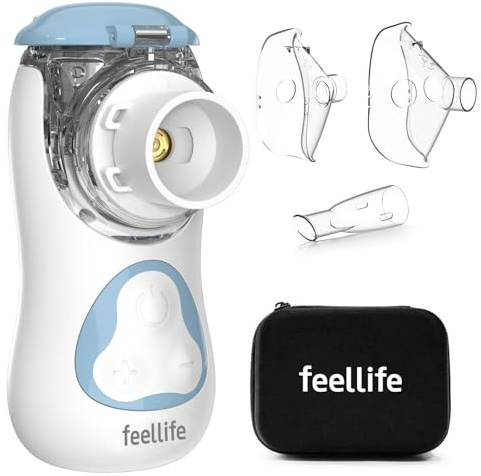 FEELLIFE Nebulisateur pour Enfant et Adultes, Rechargeable Nébuliseur Silencieux Taux d'Atomisation Réglable, Inhalateur Portable pour Traitement de la toux, de l'Maladies Respiratoires
