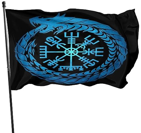 Wikinger Nordische Mythologie Heidnisches Symbol Hofflagge Langlebig Flagge Lustige Außenbanner Für Feiertage Indoor Home 90X150Cm