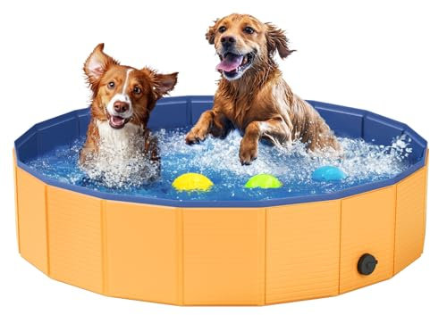 Foldable Dog Pool, Pet Swimming Pool, Pet Outdoor Bathing Tub, Dog Bath Pool, Protective Lining 47