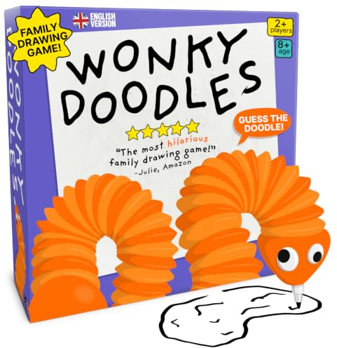 Lucky Egg Wonky Doodles – Hilarious Drawing Games for Family Game Night & Parties – Family Board Games for Adults with Wonky Doodler, 150 Word Cards & Whiteboard – Fun Game for Groups Ages 8+ | 150 Word Cards, Bendy Wonky Doodler Pen. Perfect For Family Game Night, Birthdays & Get-Togethers.
