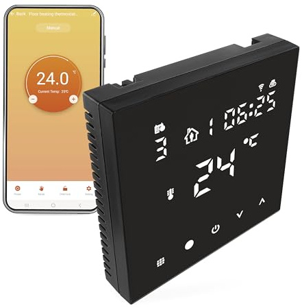 EMOS GoSmart - Thermostat WiFi pour chauffage par le sol avec application, thermostat intelligent programmable, capteur de sol, hystérésis réglable, compatible avec Tuya, Smart Life