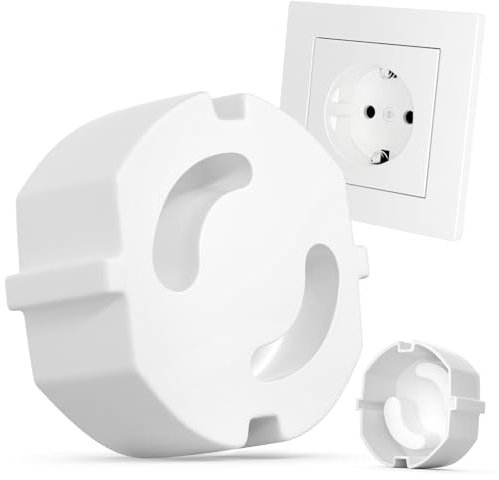 REDTRON 20×Protectores de Enchufes para Bebés, Tapa Seguridad Enchufes Bebe, protección contra descargas eléctricas, Protector Enchufes sin Pegar, Blanco