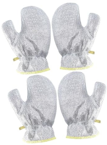 ARTSEWPLY 2pairs Wire Dishwashing Gloves Non Scratch Steel Wire Cleaning Rags Kitchen Gloves for Dish Washing up