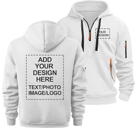 CLMETHE Felpa cappuccio personalizzata felpa mezza cerniera felpe cappuccio uomo logo personalizzato abbigliamento da lavoro immagini personalizzate testo top cappotti tute sportive,E-S